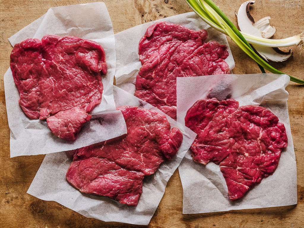 top steak escalops braising steaks (raw cut)