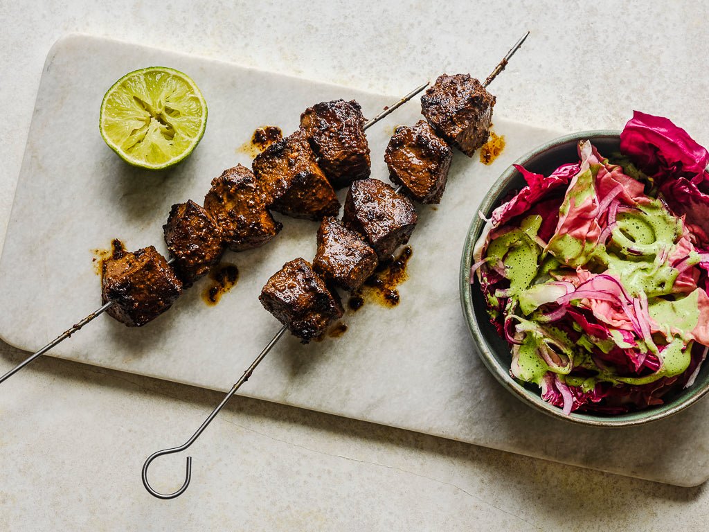 ox heart steak peruvian heart kebabs (raw cut)