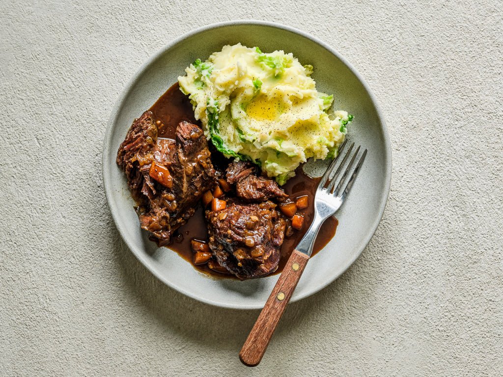 ox cheek sherry braised (cooked dish)