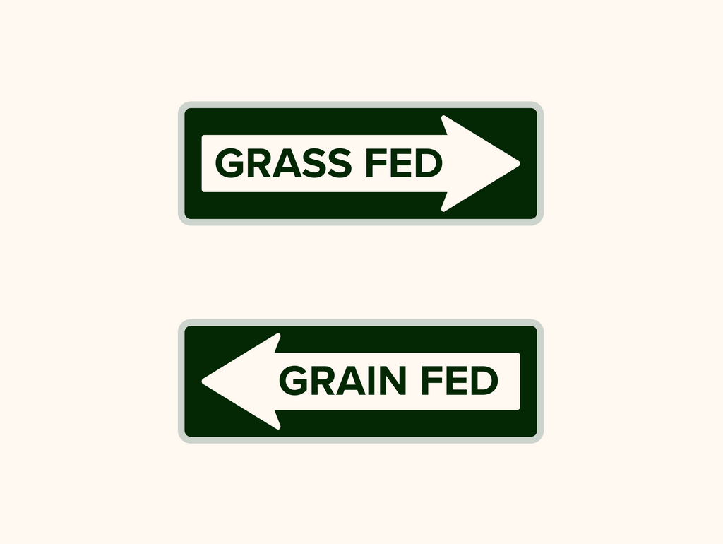 grass fed sign and grain fed sign (vector art image)