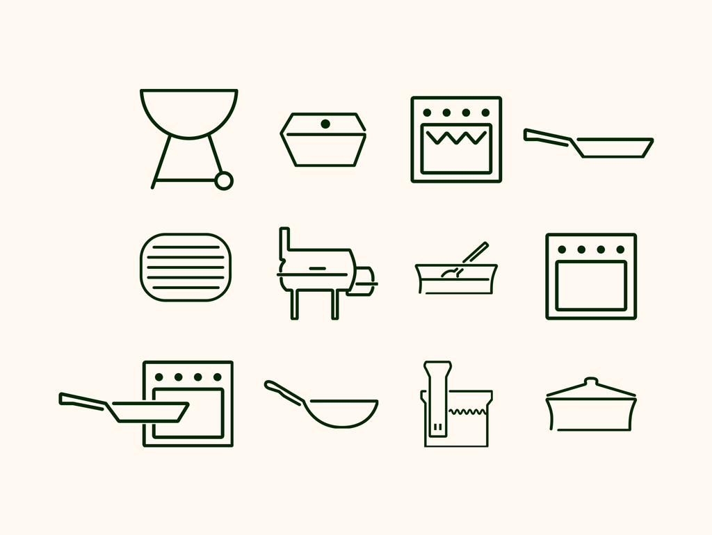 cooking methods icons (vector art image)