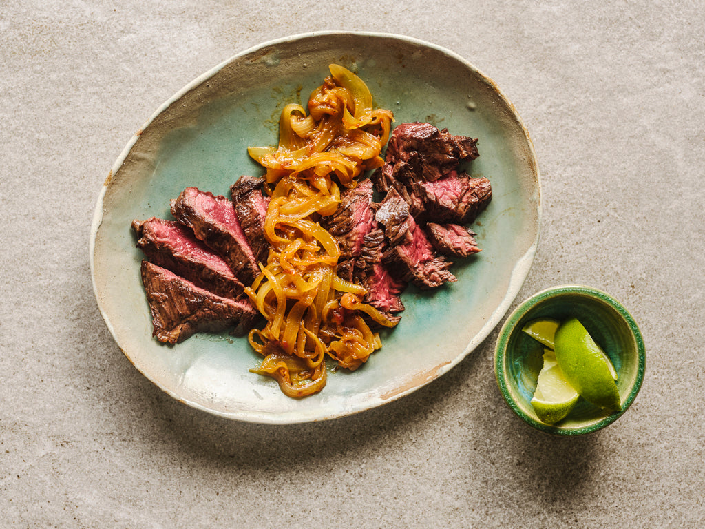 beef outside skirt steak (cooked dish)