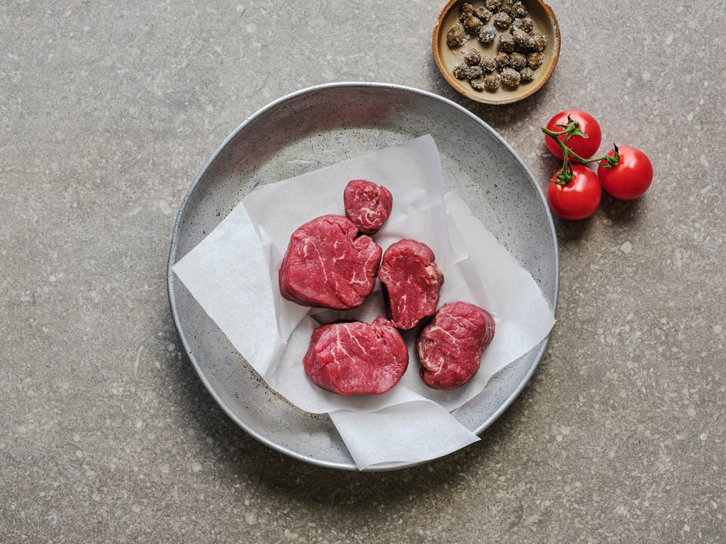 beef filet steak medallions (raw cut)