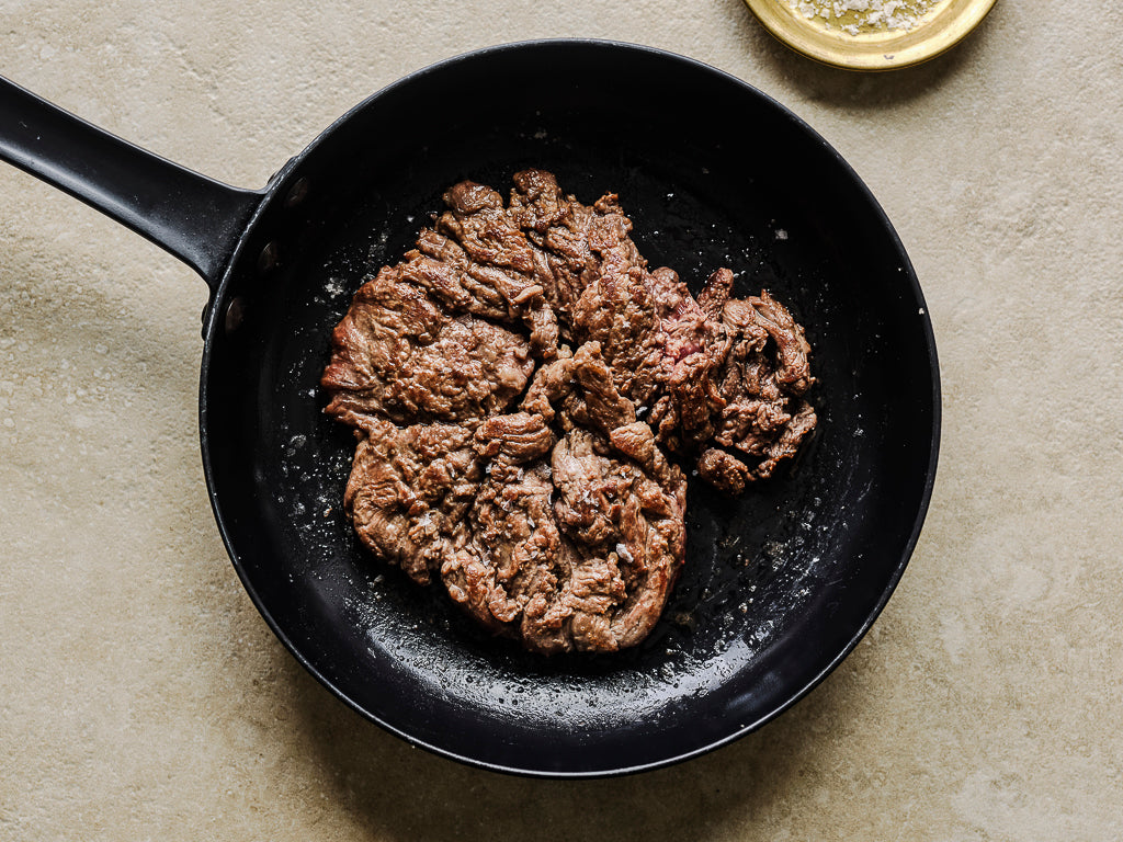 spider steak simply cooked in frying pan (cooked dish 1)